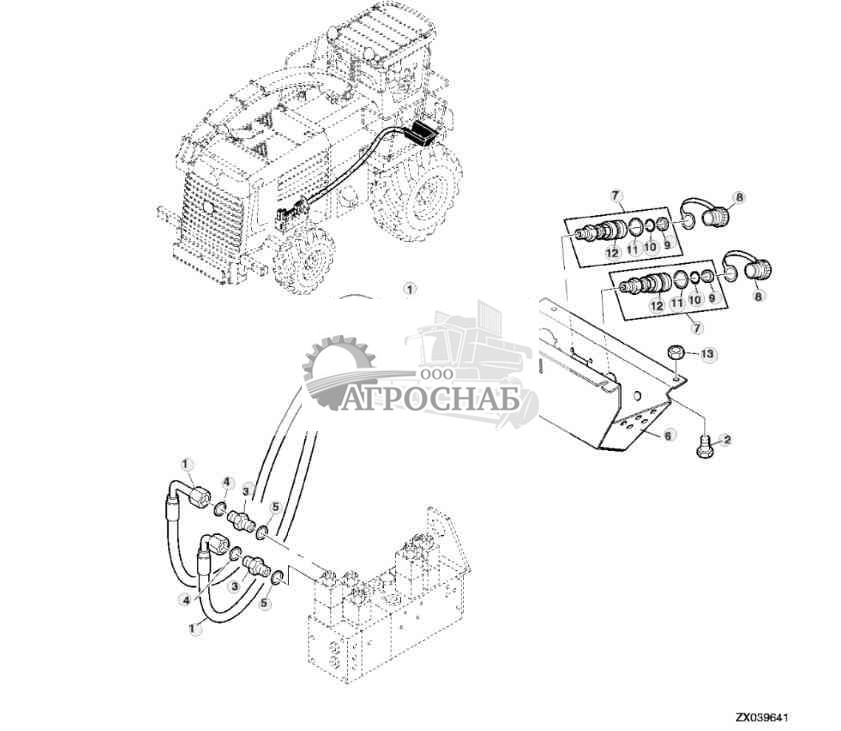 Гидравлические шланги, складывание жатки 